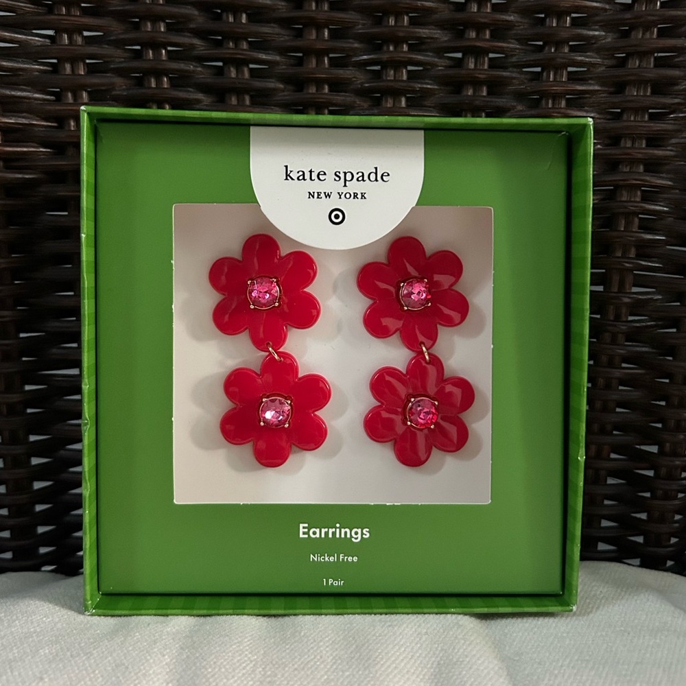 Kate Spade New York x Target Red Floral Linear Earrings